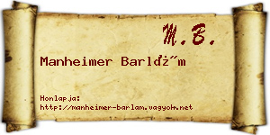 Manheimer Barlám névjegykártya